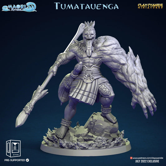 3D Printed Clay Cyanide Tumatauenga Maori Mythos 28mm-32mm Ragnarok D&D - 3D Printing Boss 