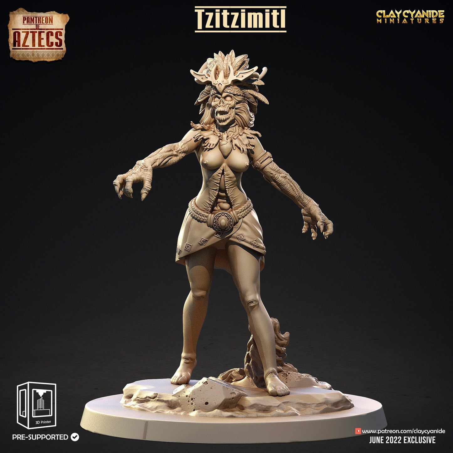 3D Printed Clay Cyanide Tzitzimitl Set Pantheon of Aztecs Ragnarok D&D - 3D Printing Boss 