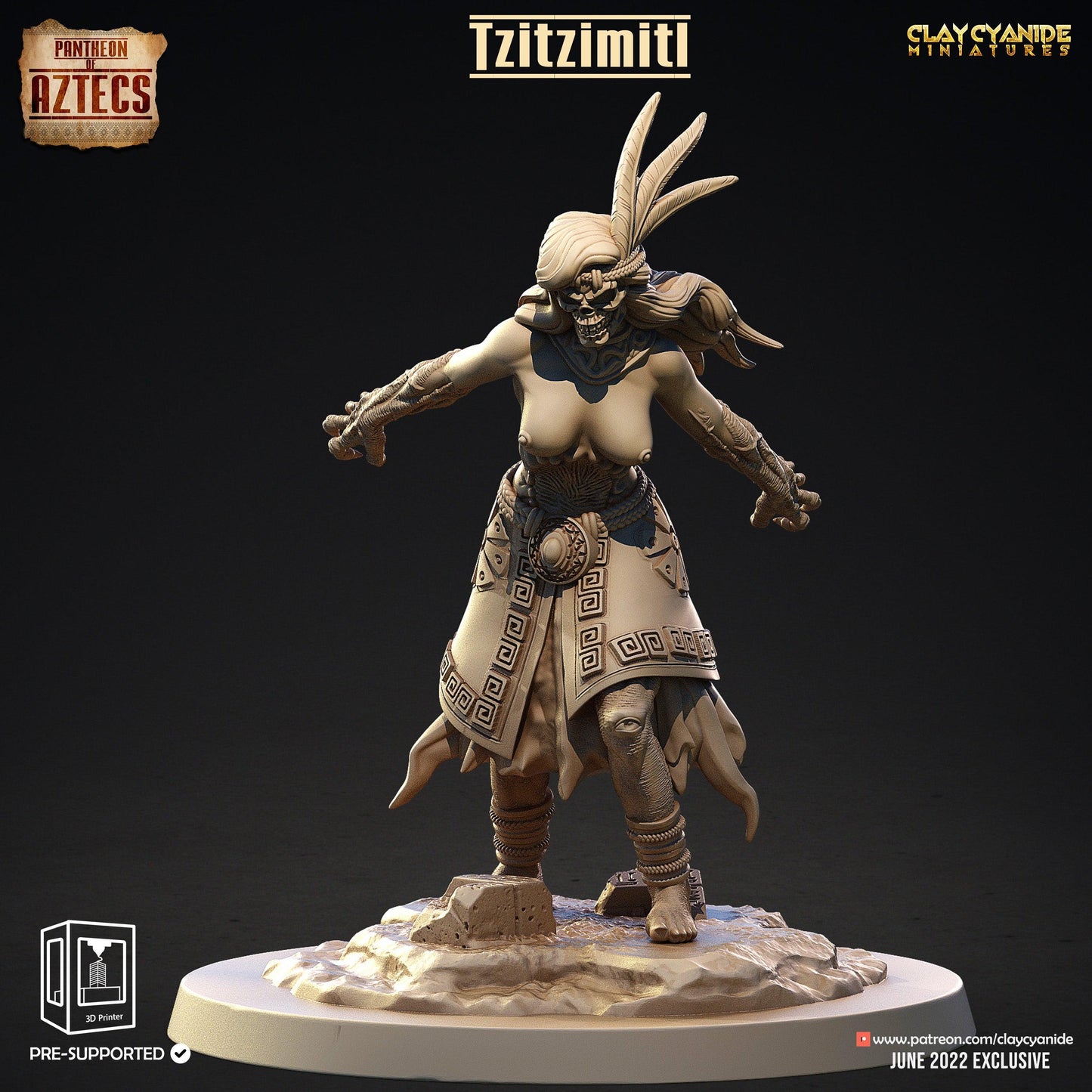 3D Printed Clay Cyanide Tzitzimitl Set Pantheon of Aztecs Ragnarok D&D - 3D Printing Boss 