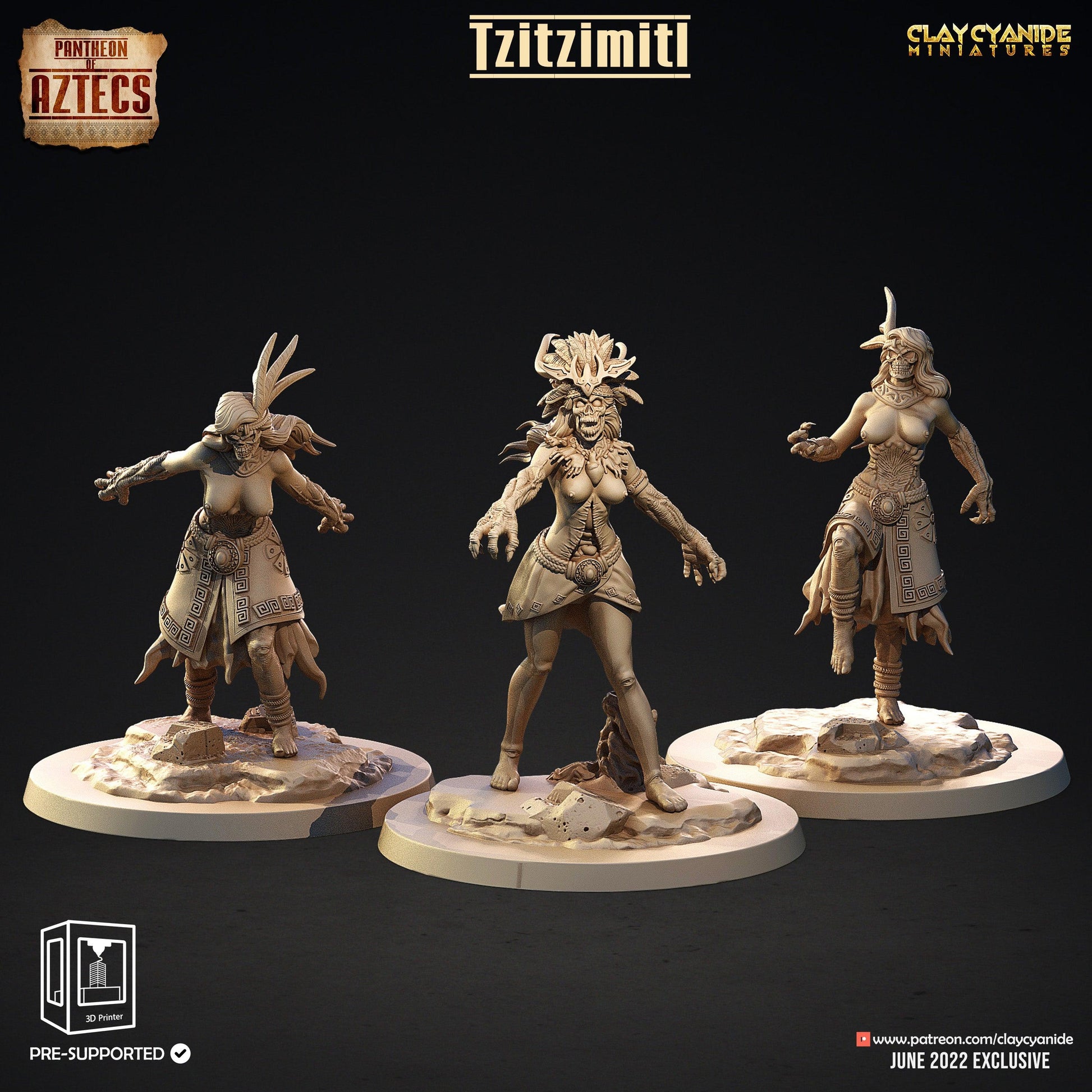 3D Printed Clay Cyanide Tzitzimitl Set Pantheon of Aztecs Ragnarok D&D - 3D Printing Boss 