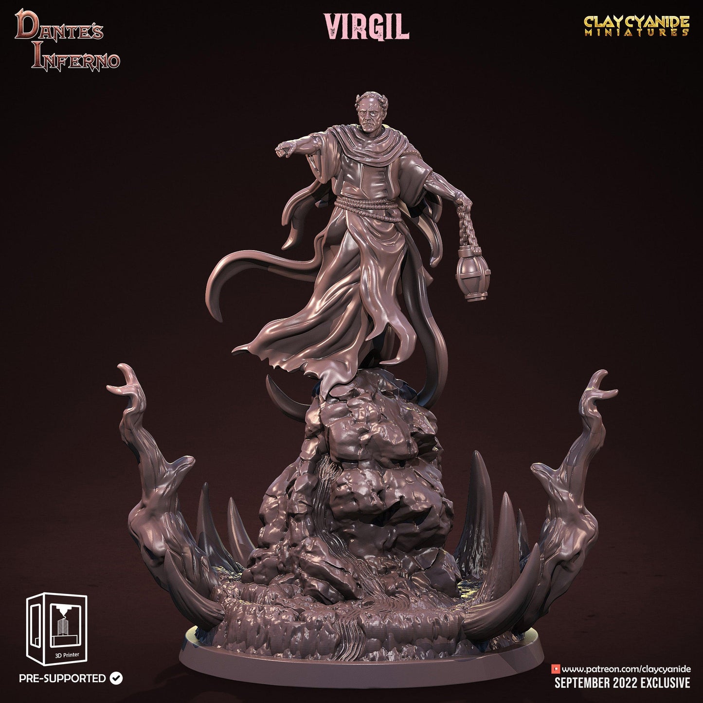 3D Printed Clay Cyanide Virgil Dante's Inferno 28mm-32mm Ragnarok D&D - 3D Printing Boss 