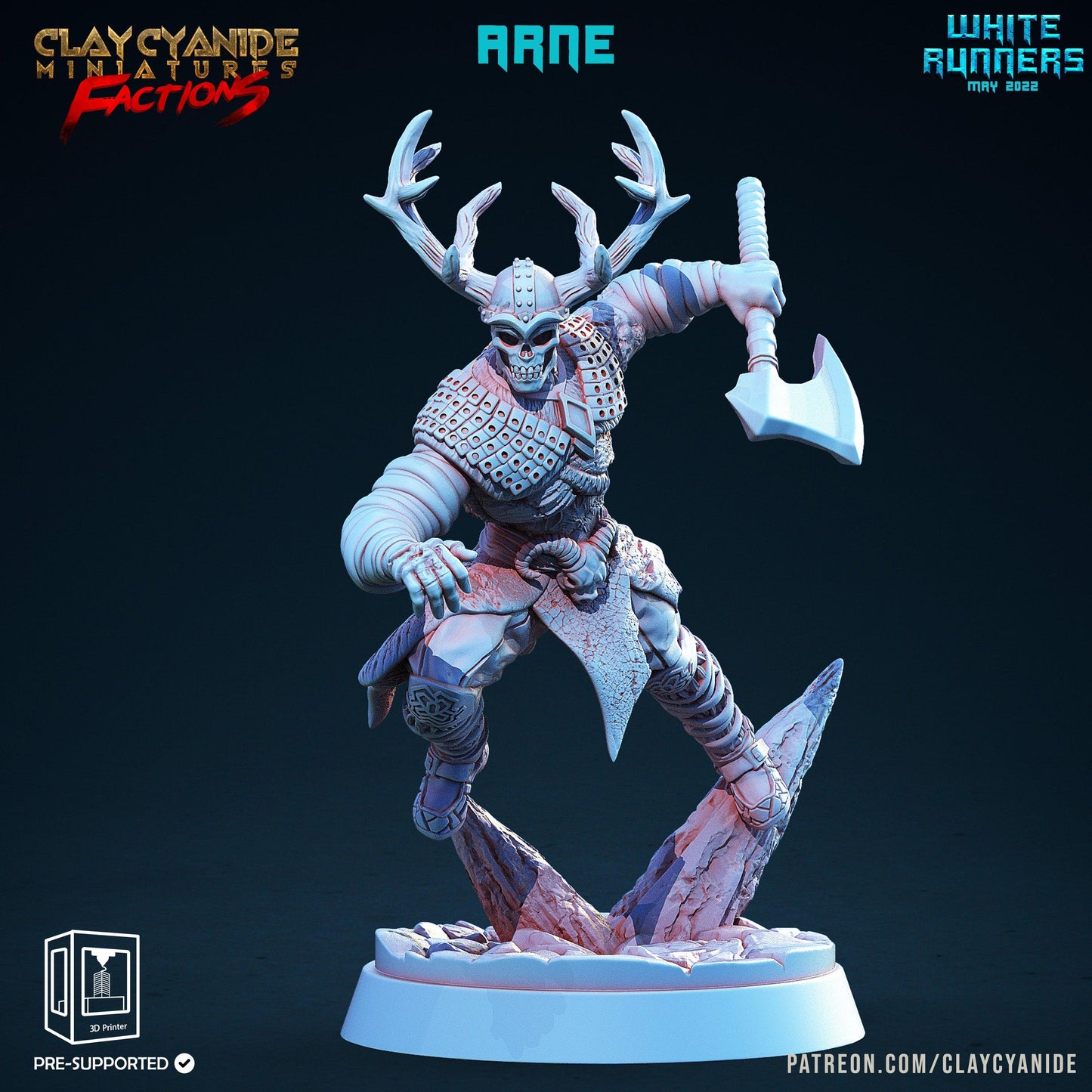 3D Printed Clay Cyanide White Runners Factions Tribes Ragnarok D&D - 3D Printing Boss 