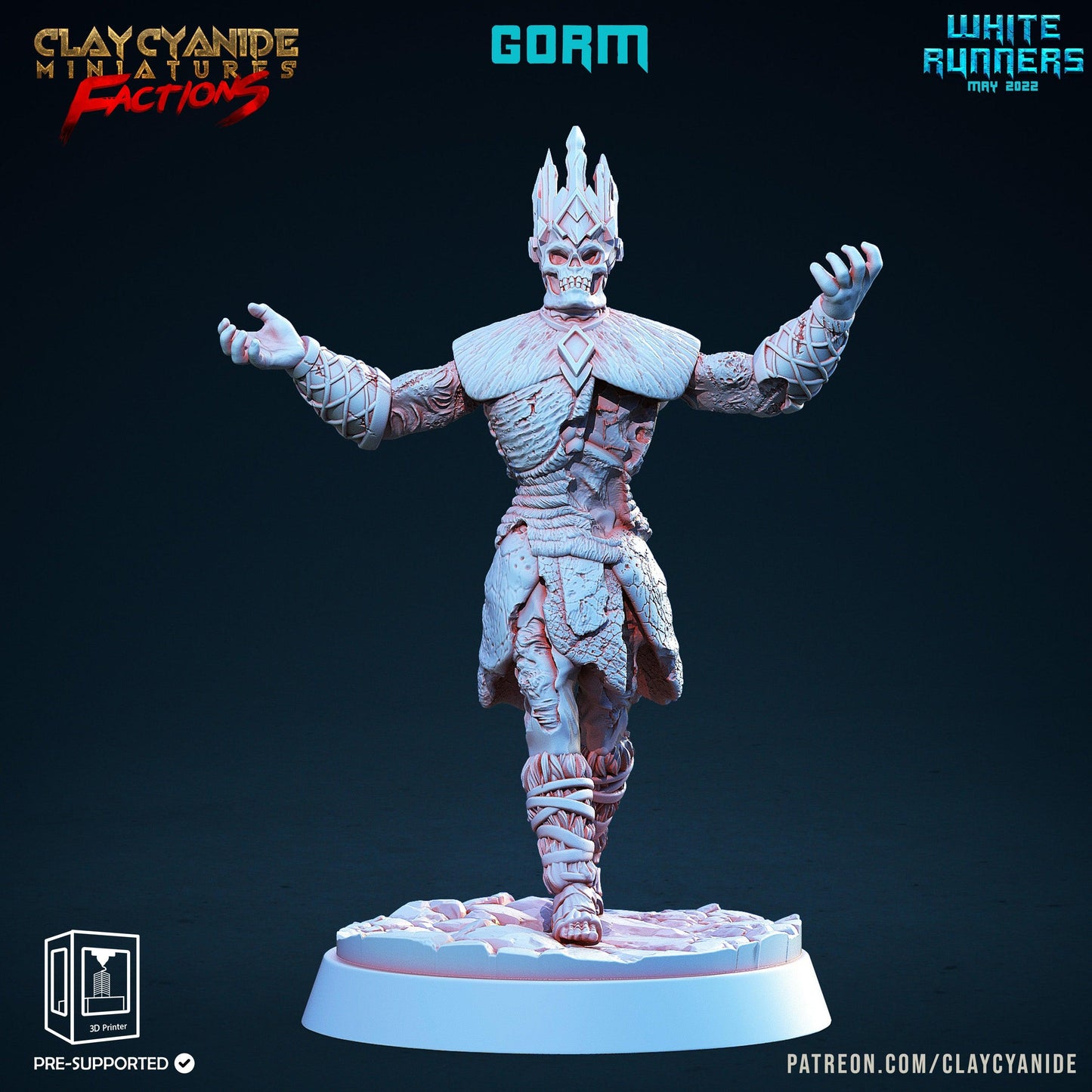 3D Printed Clay Cyanide White Runners Factions Tribes Ragnarok D&D - 3D Printing Boss 