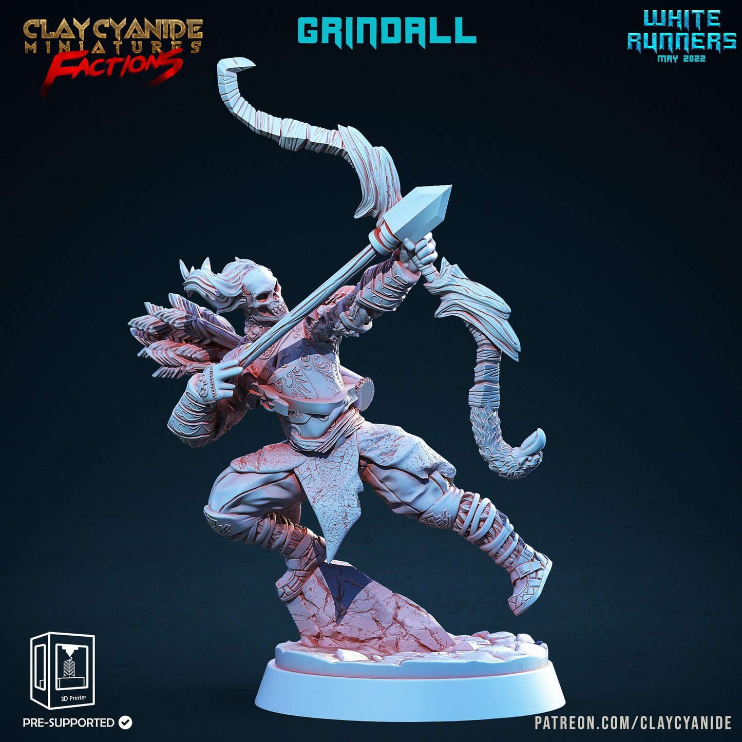 3D Printed Clay Cyanide White Runners Factions Tribes Ragnarok D&D - 3D Printing Boss 