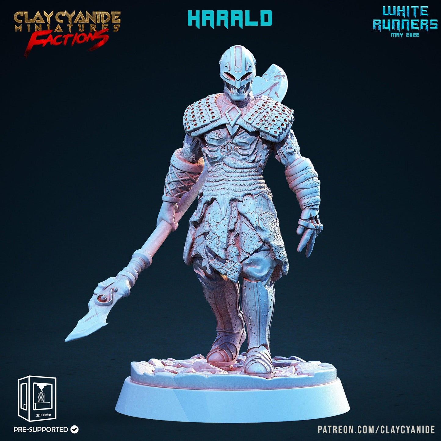3D Printed Clay Cyanide White Runners Factions Tribes Ragnarok D&D - 3D Printing Boss 