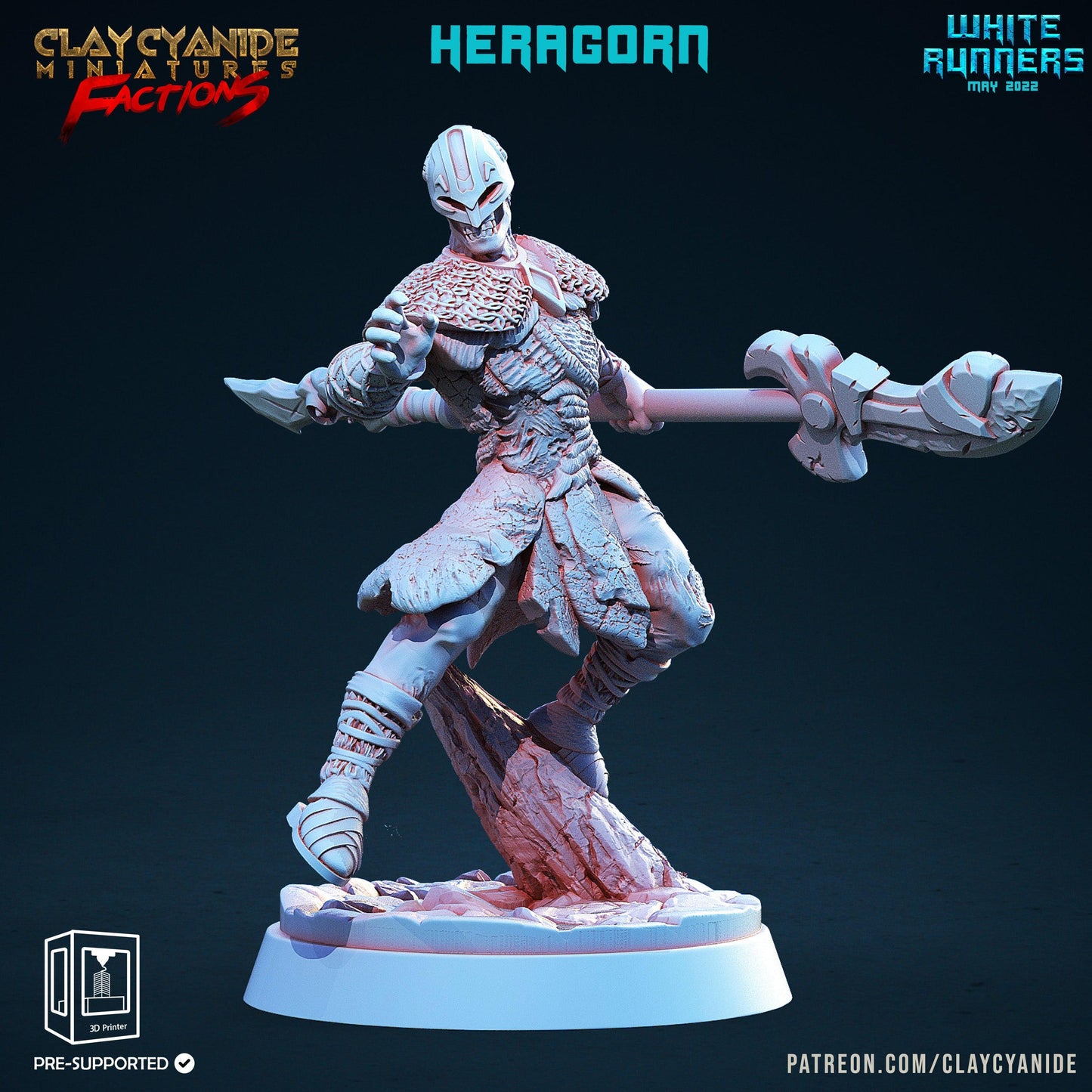 3D Printed Clay Cyanide White Runners Factions Tribes Ragnarok D&D - 3D Printing Boss 