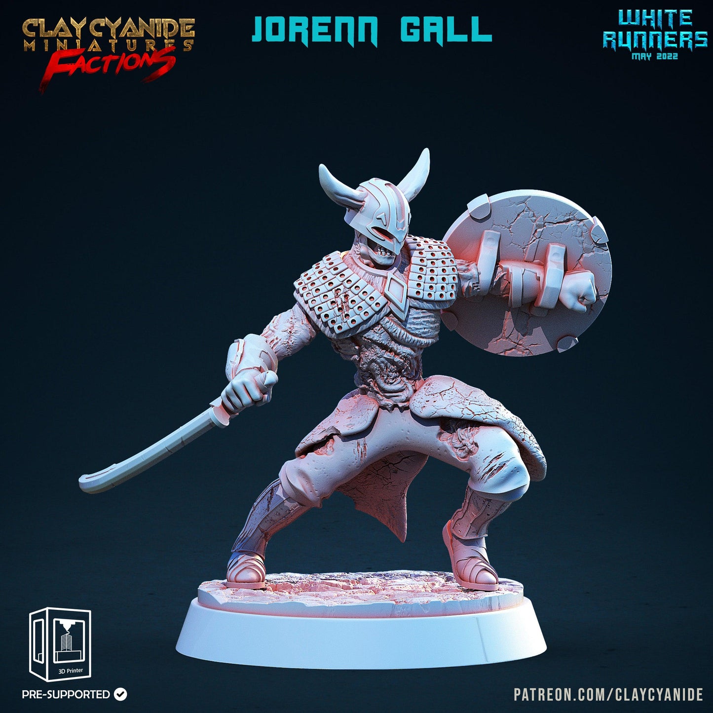 3D Printed Clay Cyanide White Runners Factions Tribes Ragnarok D&D - 3D Printing Boss 