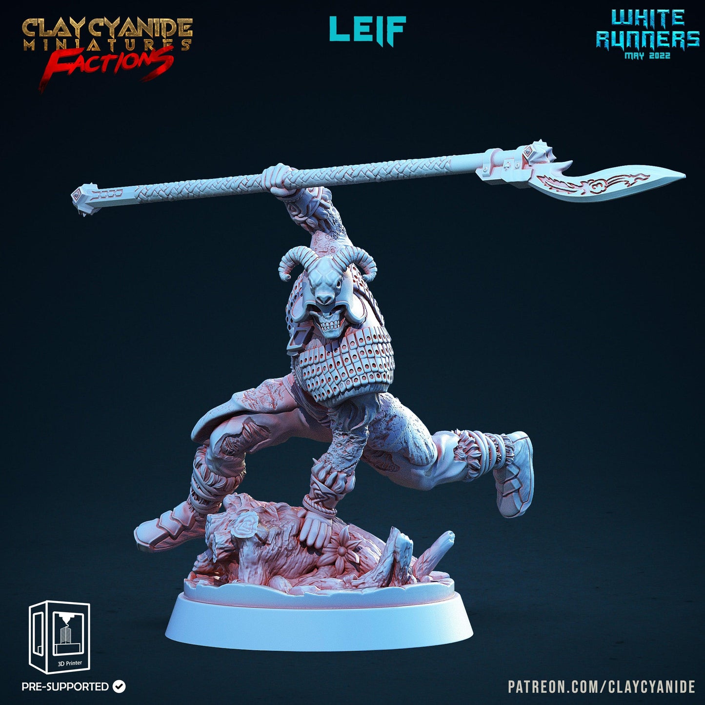 3D Printed Clay Cyanide White Runners Factions Tribes Ragnarok D&D - 3D Printing Boss 
