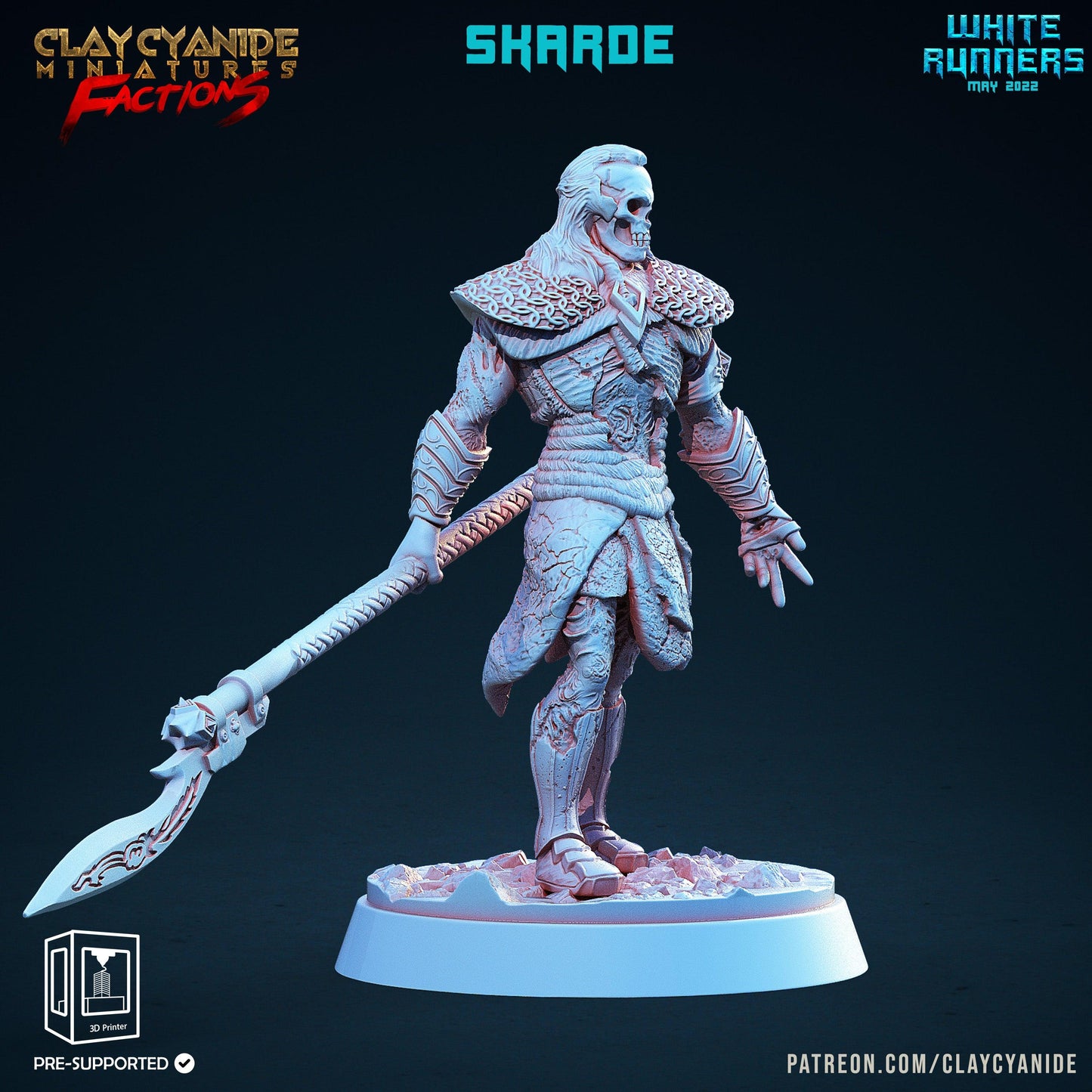 3D Printed Clay Cyanide White Runners Factions Tribes Ragnarok D&D - 3D Printing Boss 