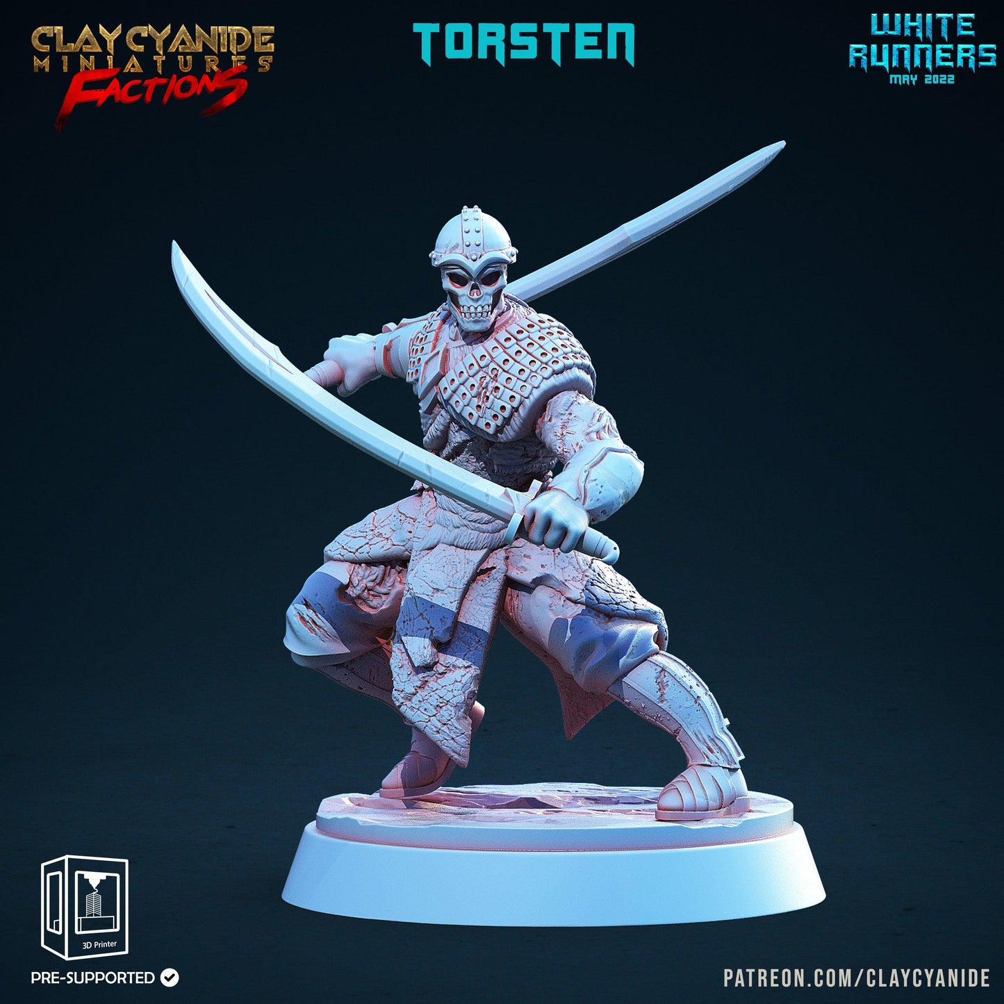 3D Printed Clay Cyanide White Runners Factions Tribes Ragnarok D&D - 3D Printing Boss 