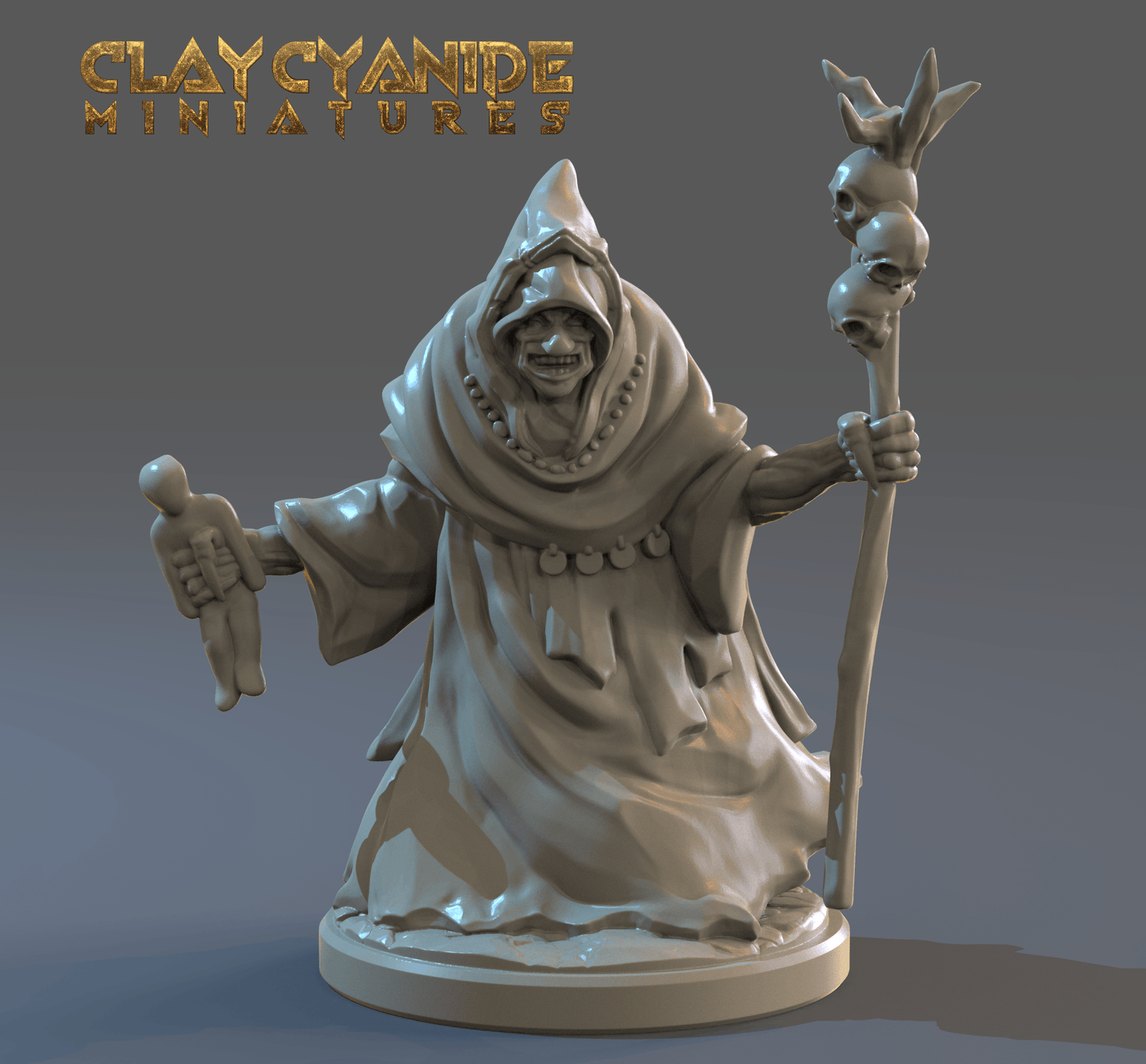 3D Printed Clay Cyanide Witch Crone 28mm-32mm Ragnarok D&D - 3D Printing Boss 