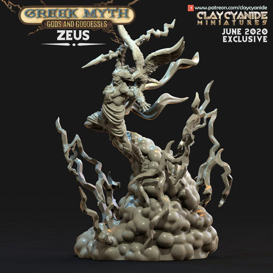 3D Printed Clay Cyanide Zeus Greek Myth Gods and Goddesses Ragnarok D&D - 3D Printing Boss 