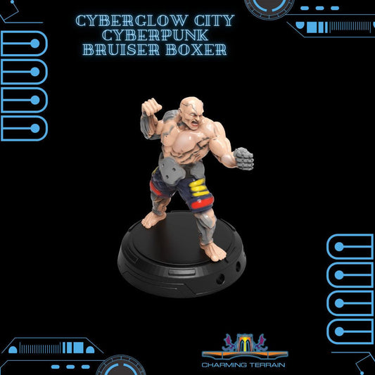 3D Printed Cyberglow City Cyberpunk Bruiser Boxer Fighter Miniature  - 28mm 32mm - 3D Printing Boss 