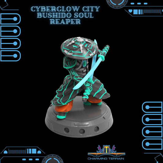 3D Printed Cyberglow City Cyberpunk Bushido Soul Reaper Miniature  - 28mm 32mm - 3D Printing Boss 