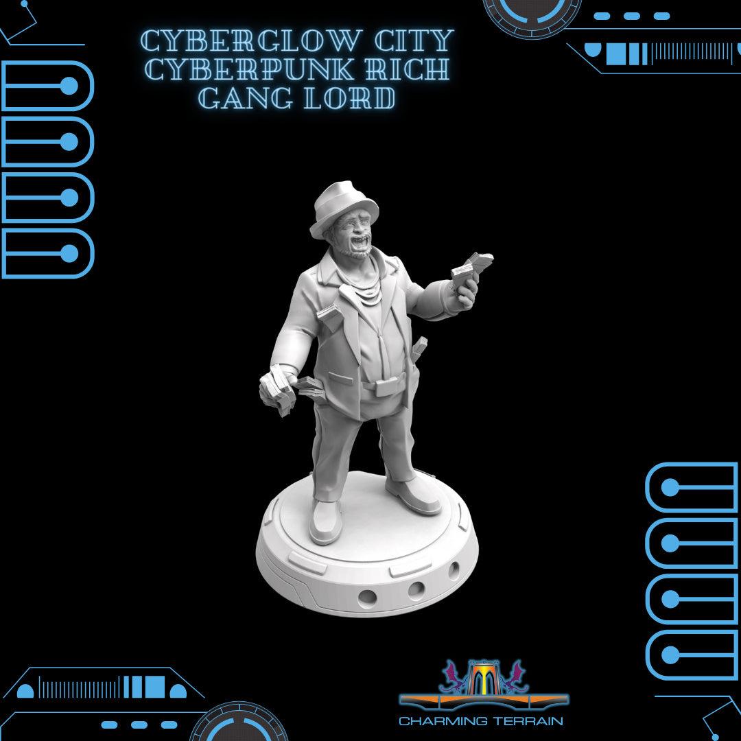 3D Printed Cyberglow City Cyberpunk Crazy Rich Gang Lord Miniature  - 28mm 32mm - 3D Printing Boss 