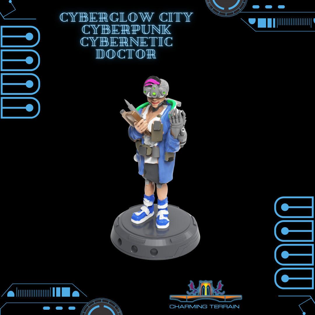 3D Printed Cyberglow City Cyberpunk Cybernetic Doctor Miniature  - 28mm 32mm - 3D Printing Boss 