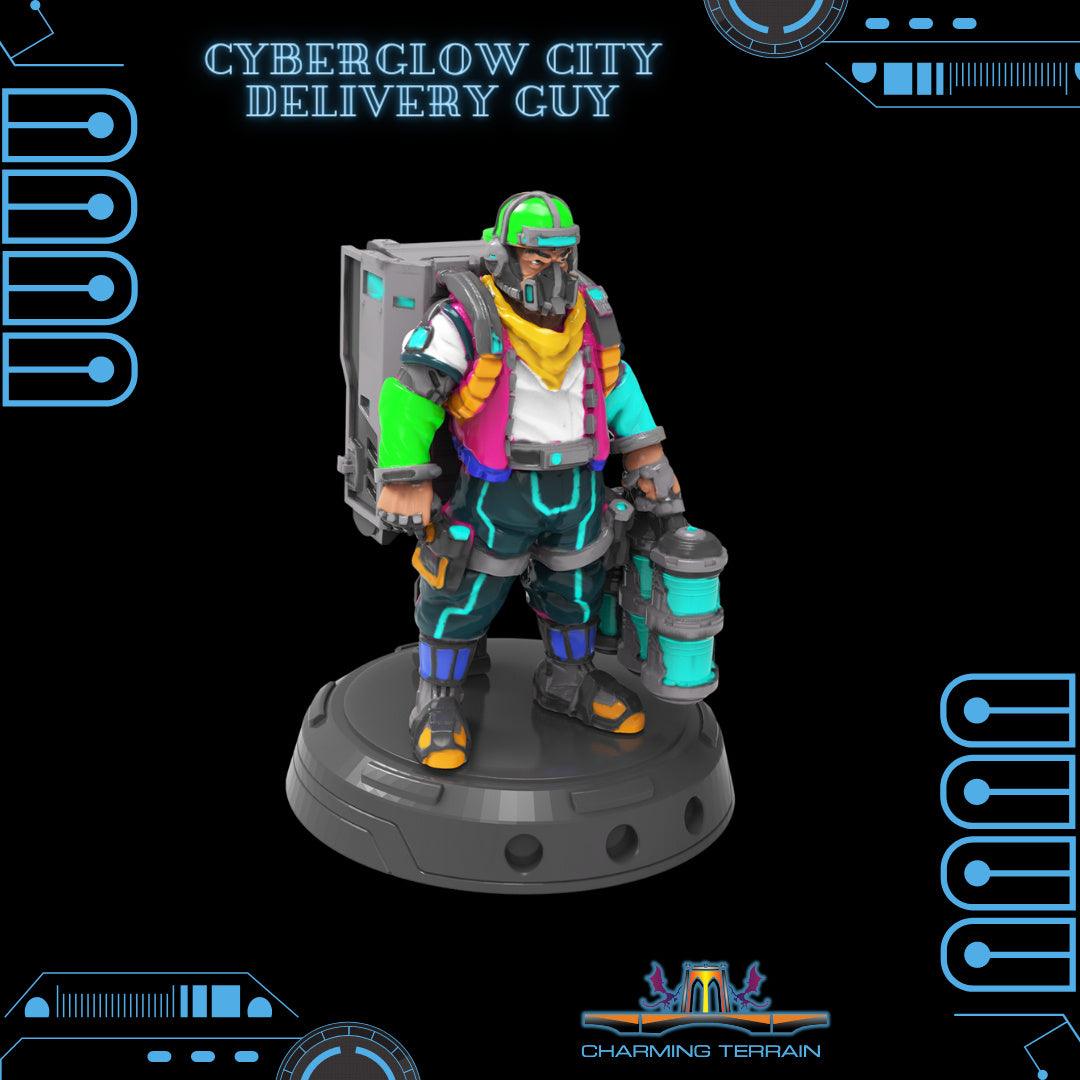3D Printed Cyberglow City Cyberpunk Delivery Guy Miniature  - 28mm 32mm - 3D Printing Boss 