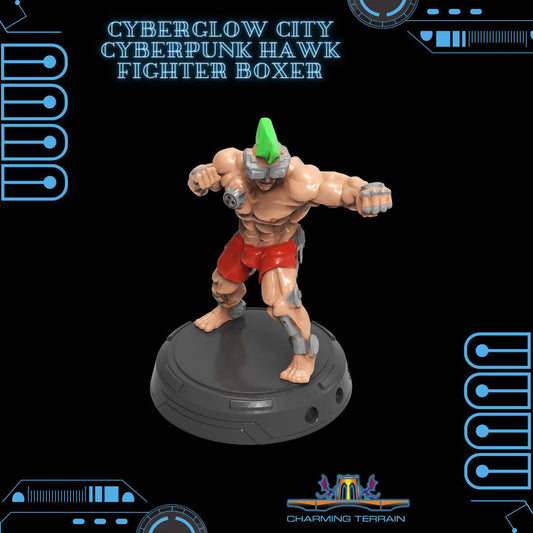 3D Printed Cyberglow City Cyberpunk Hawk Fighter Boxer Miniature  - 28mm 32mm - 3D Printing Boss 