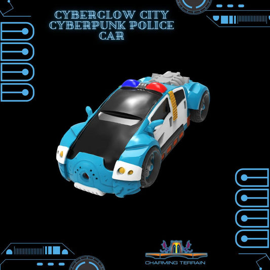 3D Printed Cyberglow City Cyberpunk Police Car Miniature  - 28mm 32mm - 3D Printing Boss 