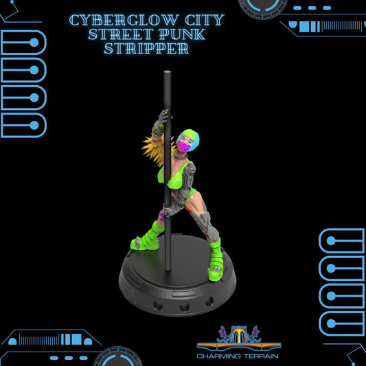 3D Printed Cyberglow City Cyberpunk Street Punk Stripper Dancer Miniature  - 28mm 32mm - 3D Printing Boss 