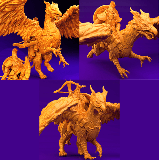 3D Printed Dwarf’s Army Nafarrate - Dwarf Griffon Rider Set 28mm 32mm Ragnarok D&D - 3D Printing Boss 