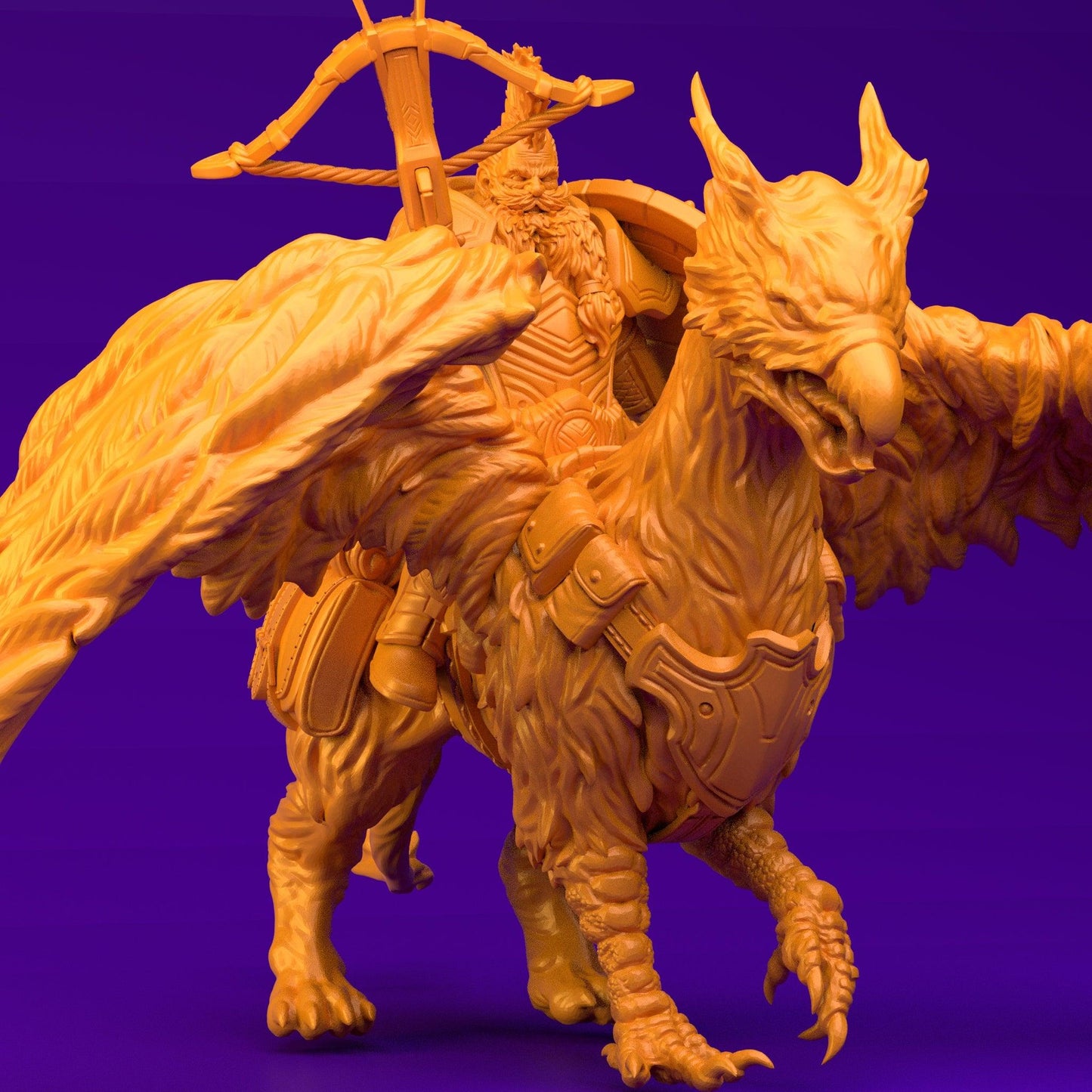 3D Printed Dwarf’s Army Nafarrate - Dwarf Griffon Rider Set 28mm 32mm Ragnarok D&D - 3D Printing Boss 