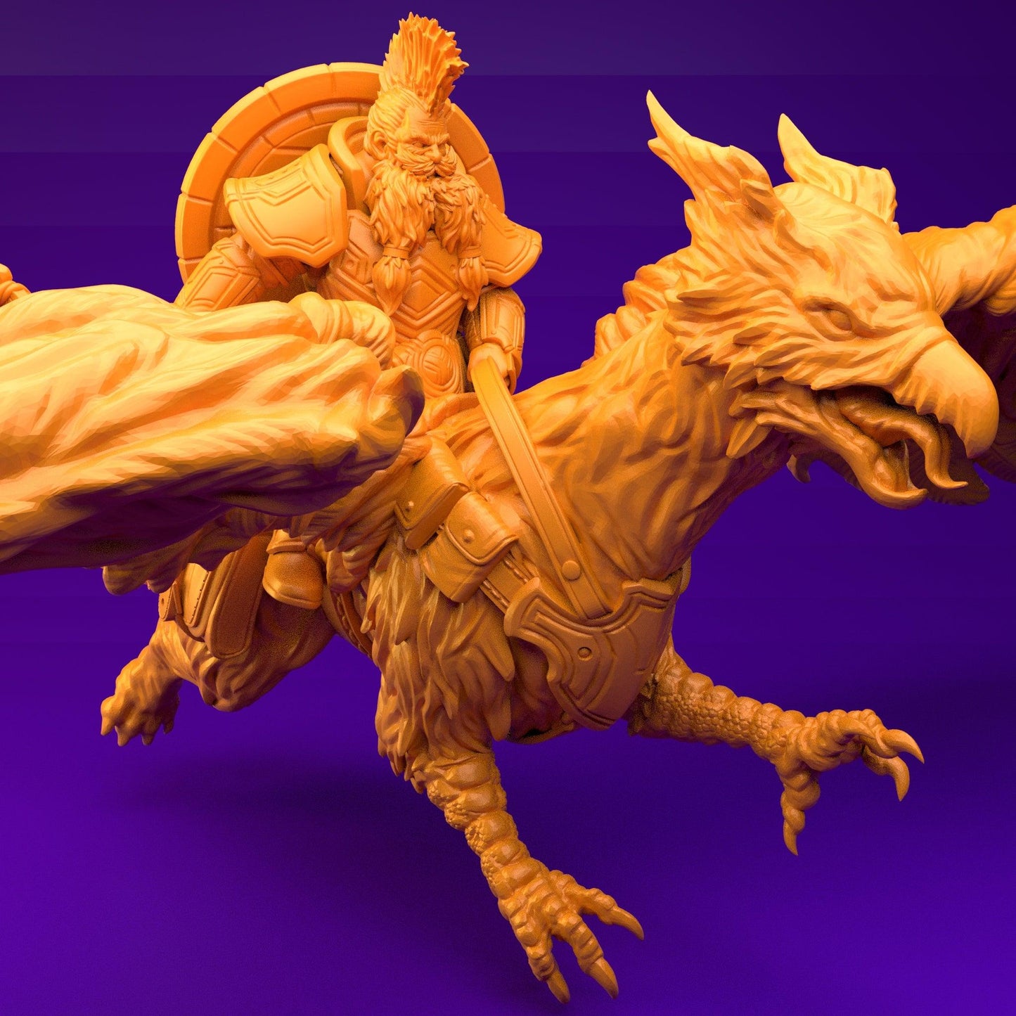 3D Printed Dwarf’s Army Nafarrate - Dwarf Griffon Rider Set 28mm 32mm Ragnarok D&D - 3D Printing Boss 