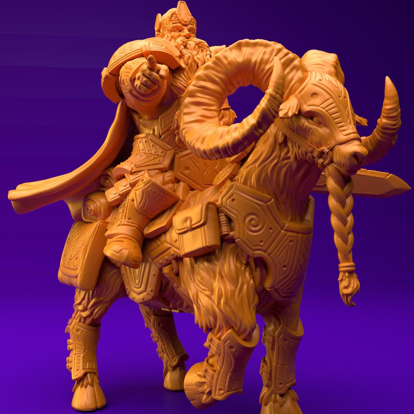 3D Printed Dwarf’s Army Nafarrate - Dwarf Ram Goat Rider Set 28mm 32mm Ragnarok D&D - 3D Printing Boss 
