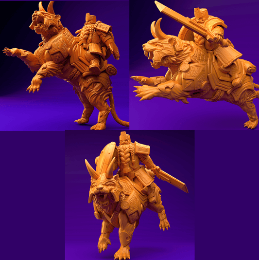 3D Printed Dwarf’s Army Nafarrate - Dwarf Tiger Rider Set 28mm 32mm Ragnarok D&D - 3D Printing Boss 
