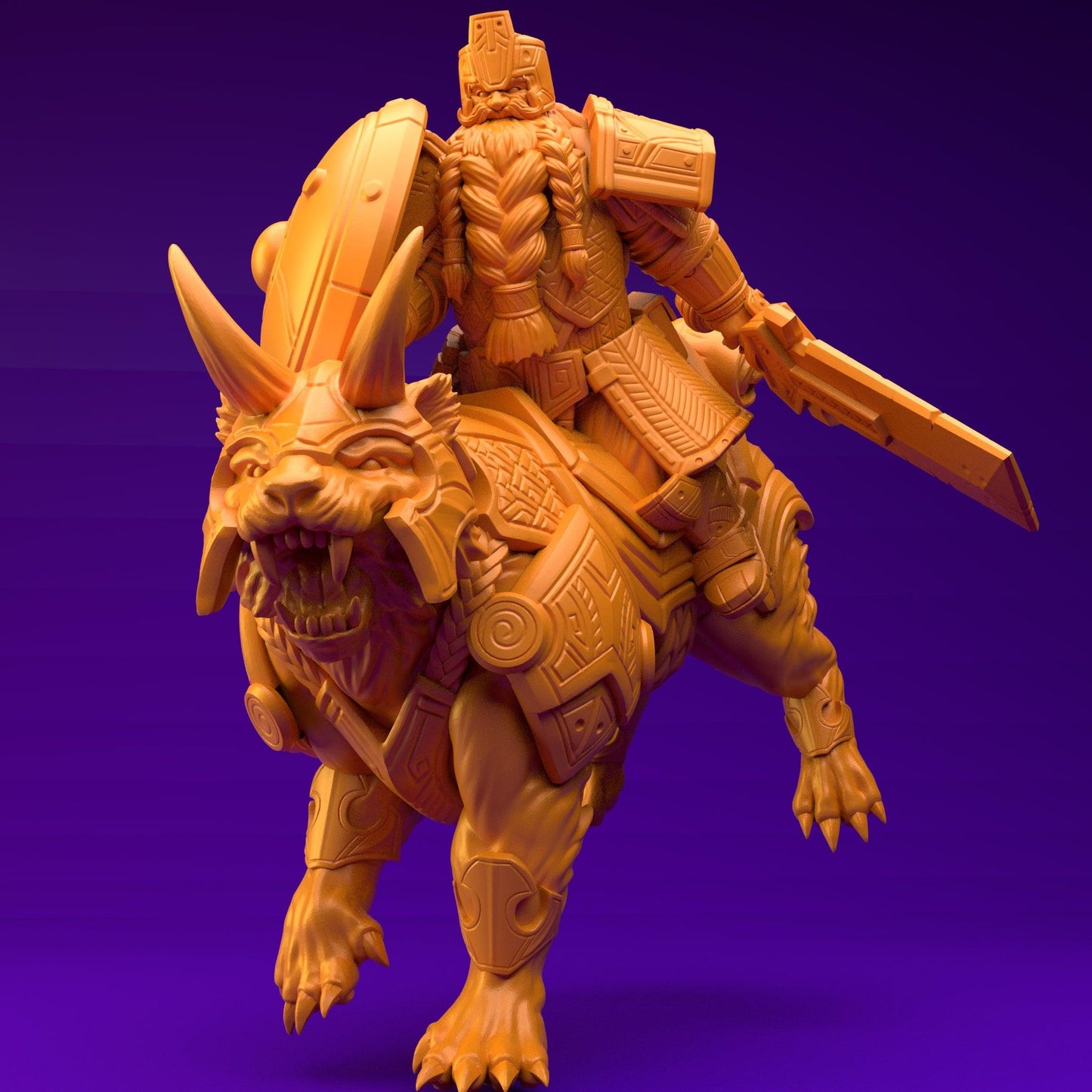 3D Printed Dwarf’s Army Nafarrate - Dwarf Tiger Rider Set 28mm 32mm Ragnarok D&D - 3D Printing Boss 