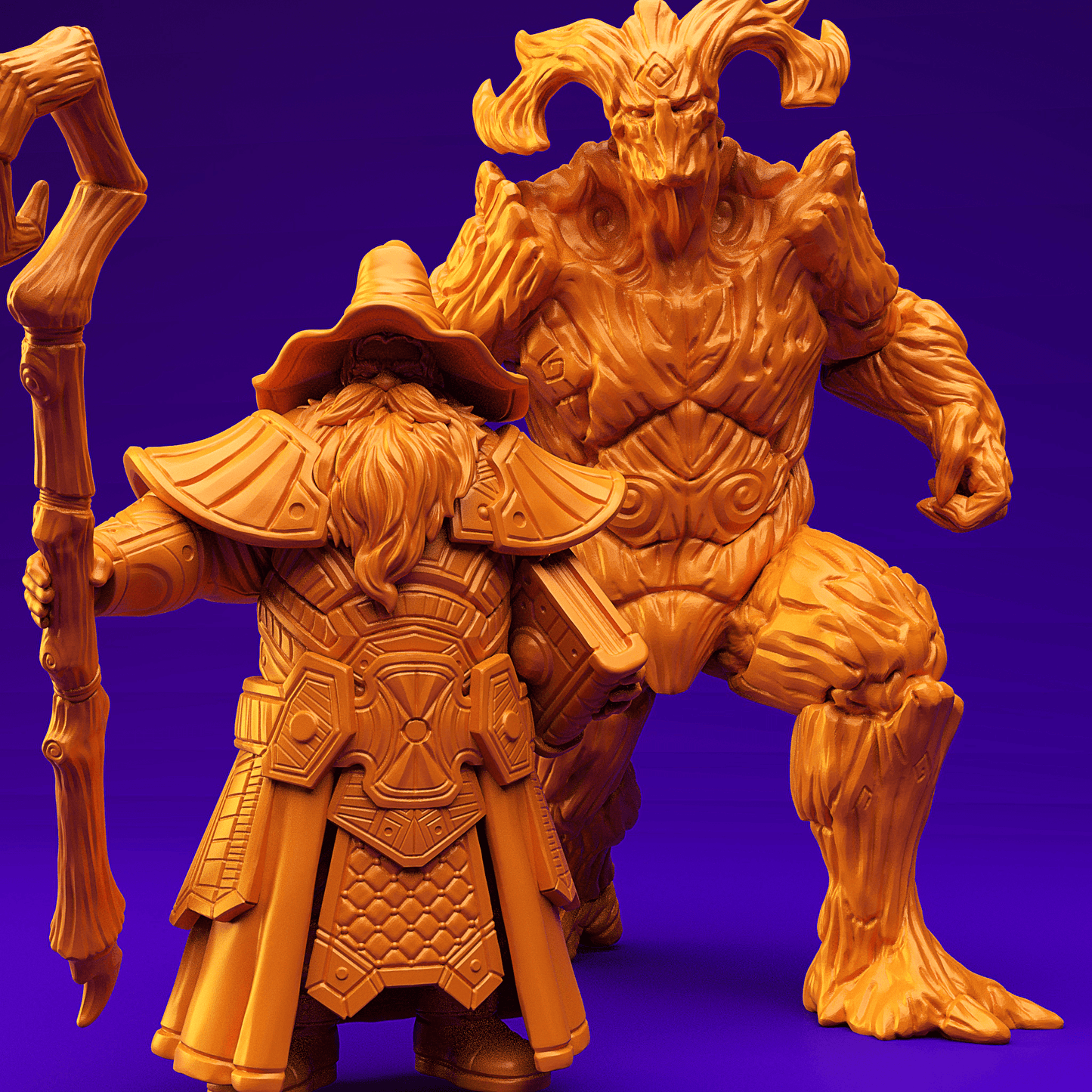 3D Printed Dwarf’s Army Nafarrate - Dwarf Wizard Ent Rider Set 28mm 32mm Ragnarok D&D - 3D Printing Boss 