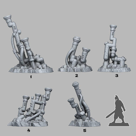 3D Printed Fantastic Plants and Rocks Abandonned Acid Pipes 28mm - 32mm D&D Wargaming - 3D Printing Boss 