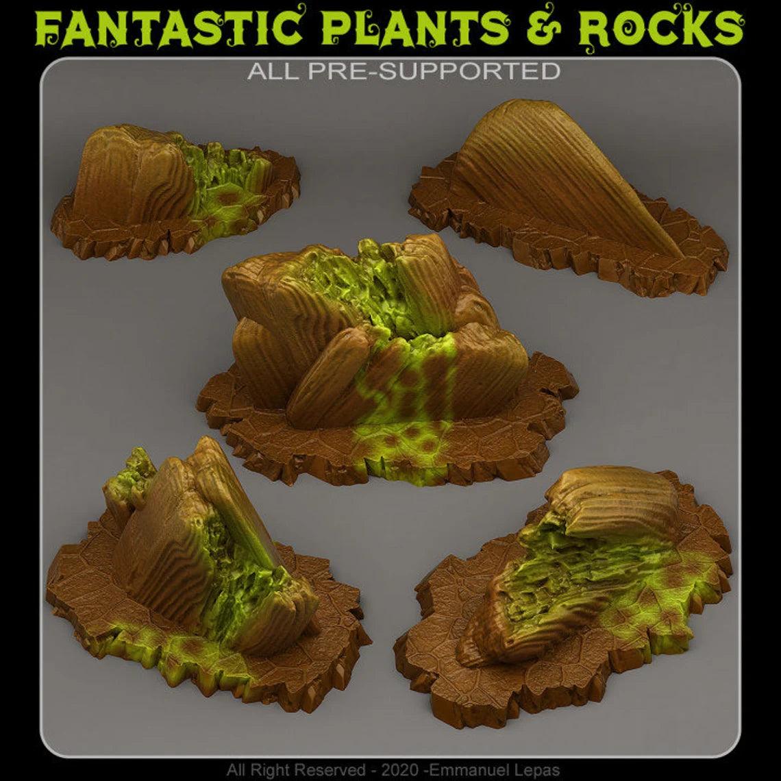 3D Printed Fantastic Plants and Rocks Acid Melted Stones 28mm - 32mm D&D Wargaming - 3D Printing Boss 