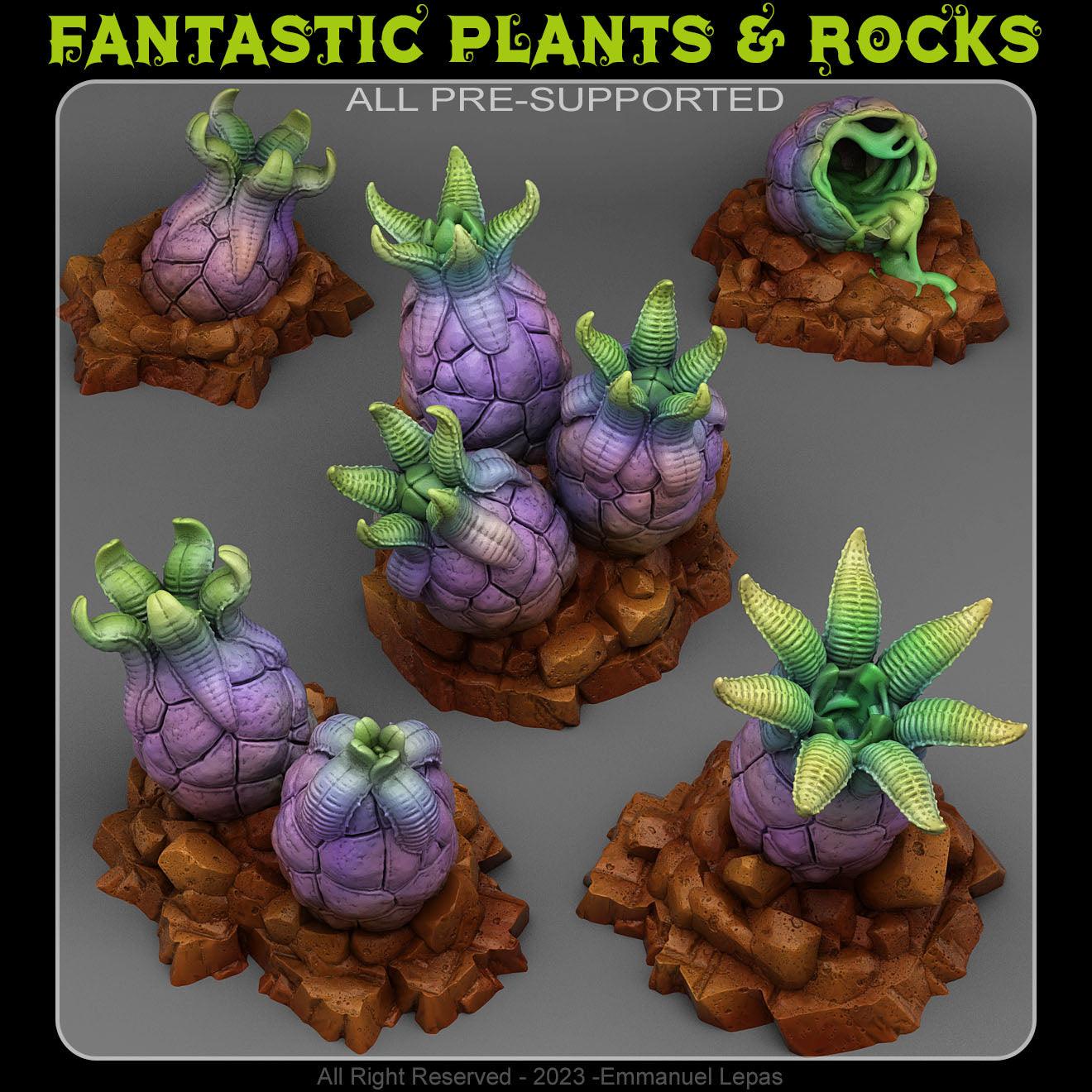 3D Printed Fantastic Plants and Rocks Alien Eggs 28mm - 32mm D&D Wargaming - 3D Printing Boss 
