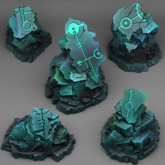 3D Printed Fantastic Plants and Rocks Alien Ruins 28mm - 32mm D&D Wargaming - 3D Printing Boss 