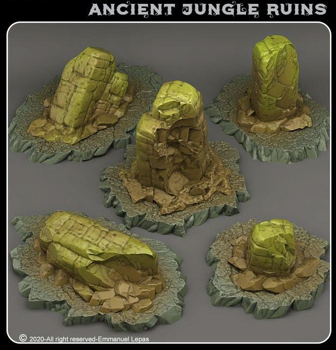 3D Printed Fantastic Plants and Rocks Ancient Jungle Ruins 28mm - 32mm D&D Wargaming - 3D Printing Boss 