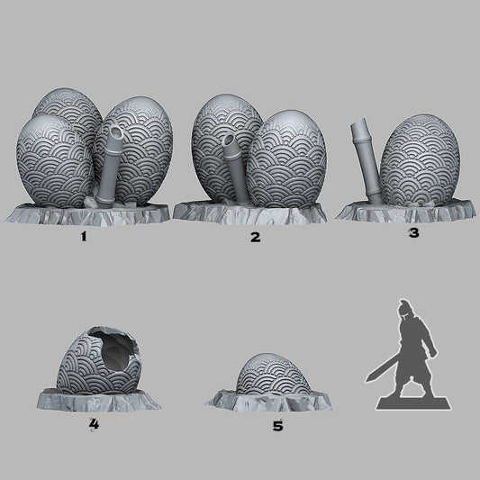 3D Printed Fantastic Plants and Rocks Asian Dragon Eggs 28mm - 32mm D&D Wargaming - 3D Printing Boss 