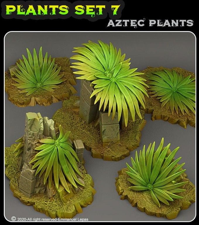 3D Printed Fantastic Plants and Rocks Aztec Plant 28mm - 32mm D&D Wargaming - 3D Printing Boss 