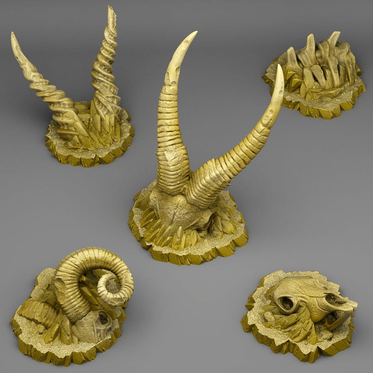 3D Printed Fantastic Plants and Rocks Buried Ram Skeletons 28mm - 32mm D&D Wargaming - 3D Printing Boss 