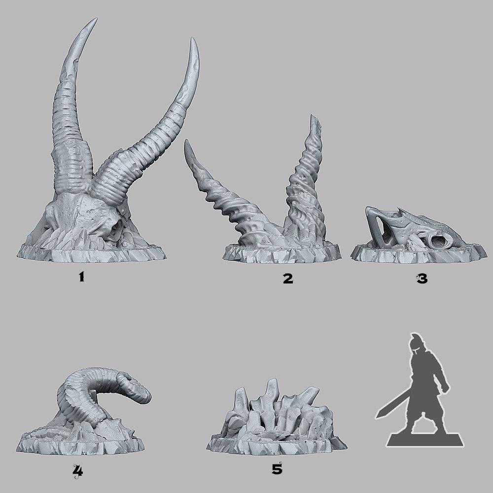 3D Printed Fantastic Plants and Rocks Buried Ram Skeletons 28mm - 32mm D&D Wargaming - 3D Printing Boss 