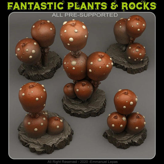 3D Printed Fantastic Plants and Rocks Candy Mushrooms 28mm - 32mm D&D Wargaming - 3D Printing Boss 