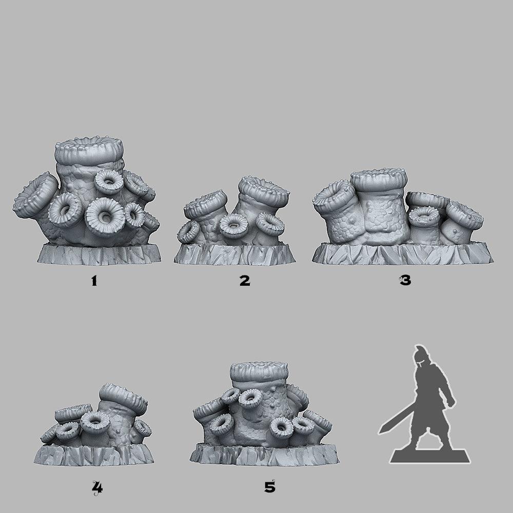 3D Printed Fantastic Plants and Rocks Cannon Coral 28mm - 32mm D&D Wargaming - 3D Printing Boss 