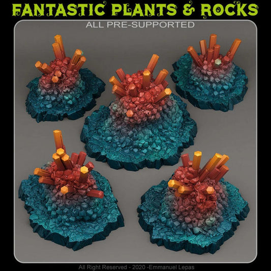 3D Printed Fantastic Plants and Rocks Cave Blazing Crystals 28mm - 32mm D&D Wargaming - 3D Printing Boss 