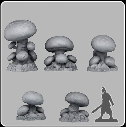 3D Printed Fantastic Plants and Rocks Cave Mushrooms 28mm - 32mm D&D Wargaming - 3D Printing Boss 