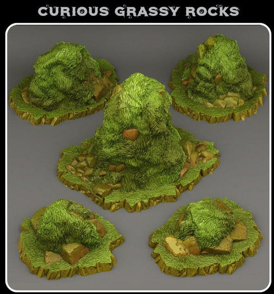 3D Printed Fantastic Plants and Rocks Curious Grassy Rocks 28mm - 32mm D&D Wargaming - 3D Printing Boss 