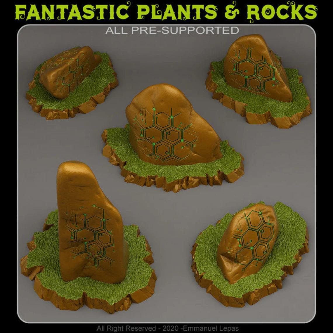 3D Printed Fantastic Plants and Rocks Cybernetic Stones 28mm - 32mm D&D Wargaming - 3D Printing Boss 