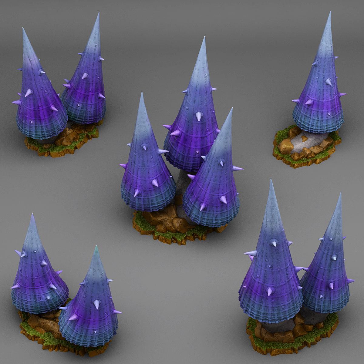 3D Printed Fantastic Plants and Rocks DANGEROUS PURPLE MUSHROOMS 28mm - 32mm D&D Wargaming - 3D Printing Boss 