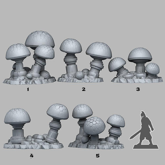 3D Printed Fantastic Plants and Rocks DATA SHROOMS 28mm - 32mm D&D Wargaming - 3D Printing Boss 