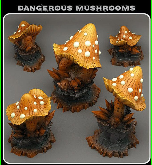 3D Printed Fantastic Plants and Rocks Dangerous Mushrooms 28mm - 32mm D&D Wargaming - 3D Printing Boss 