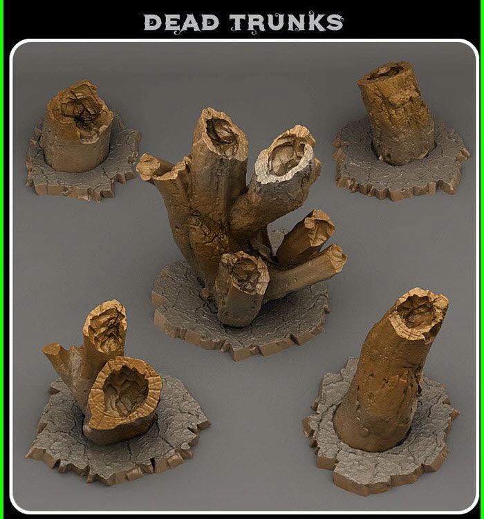 3D Printed Fantastic Plants and Rocks Dead Trunks 28mm - 32mm D&D Wargaming - 3D Printing Boss 